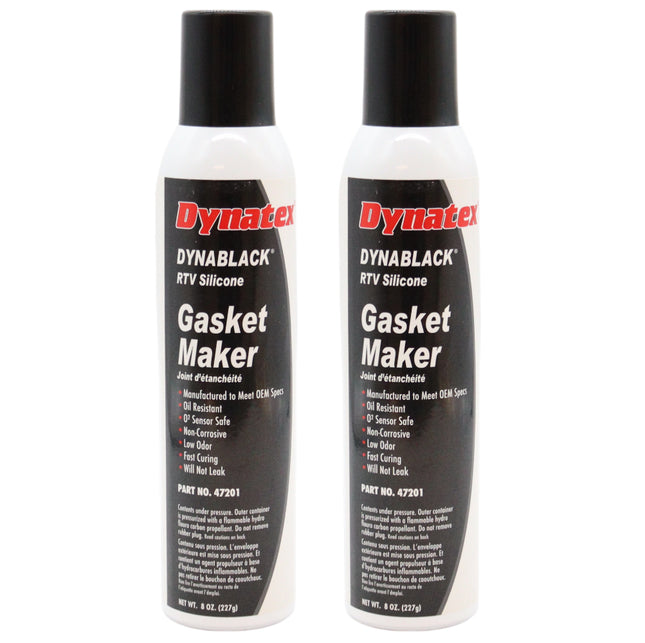 Dynatex DynaBlack RTV Silicone Gasket Maker 8oz Auto Can - 500 Degrees F High Temperature, Sensor Safe, Low Odor, and Non-Corrosive Silicone Sealing Compound Made in the USA (2-Pack)