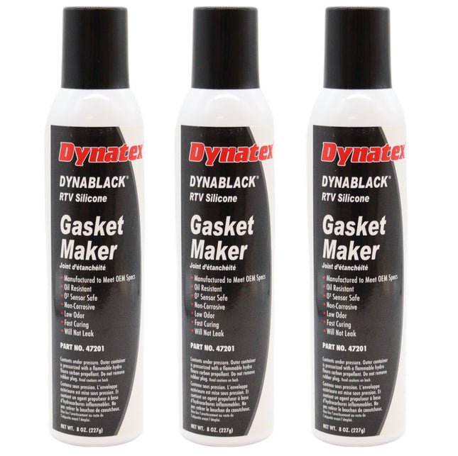 Dynatex DynaBlack RTV Silicone Gasket Maker 8oz Auto Can - 500°F High Temperature, Sensor Safe, Low Odor, and Non-Corrosive Silicone Sealing Compound Made in the USA (3-Pack)