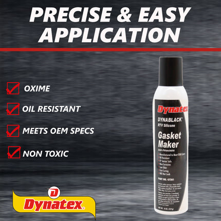 Dynatex DynaBlack RTV Silicone Gasket Maker 8oz Auto Can - 500°F High Temperature, Sensor Safe, Low Odor, and Non-Corrosive Silicone Sealing Compound Made in the USA (3-Pack)
