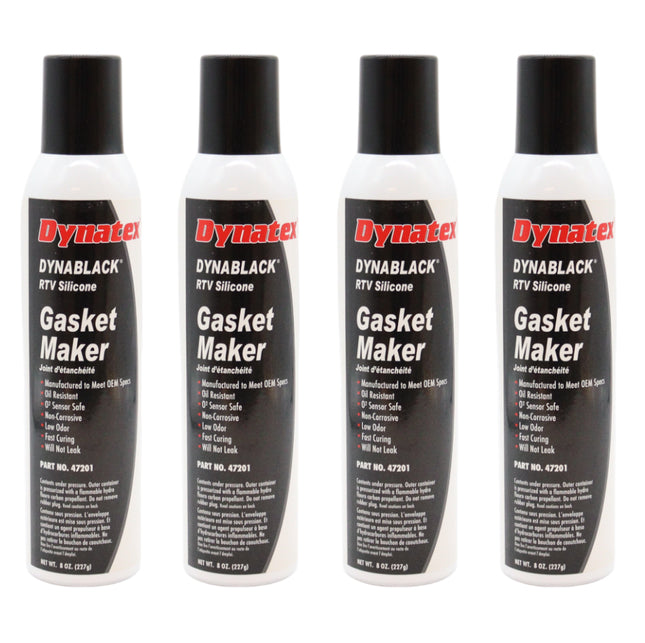 Dynatex DynaBlack RTV Silicone Gasket Maker 8oz Auto Can - 500°F High Temperature, Sensor Safe, Low Odor, and Non-Corrosive Silicone Sealing Compound Made in the USA (4-Pack)
