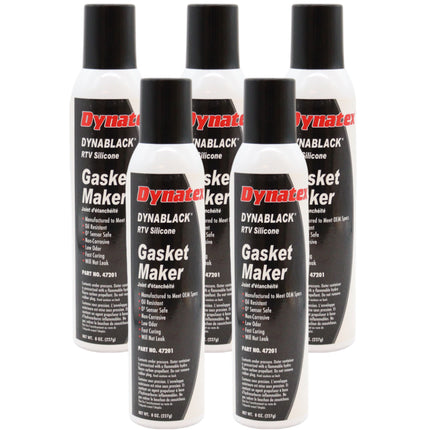 Dynatex DynaBlack RTV Silicone Gasket Maker 8oz Auto Can - 500°F High Temperature, Sensor Safe, Low Odor, and Non-Corrosive Silicone Sealing Compound Made in the USA (5-Pack)