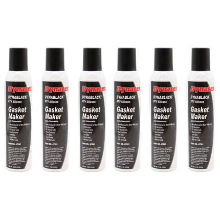 Dynatex DynaBlack RTV Silicone Gasket Maker 8oz Auto Can - 500°F High Temperature, Sensor Safe, Low Odor, and Non-Corrosive Silicone Sealing Compound Made in the USA (6-Pack)