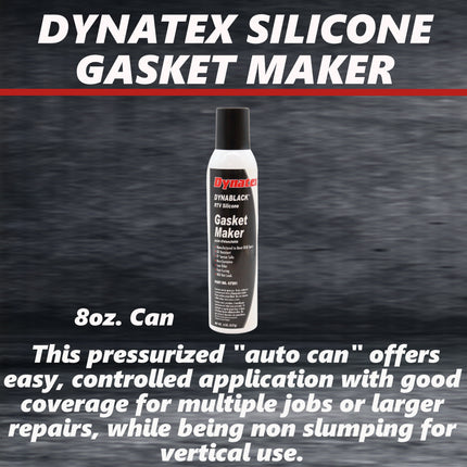 Dynatex DynaBlack RTV Silicone Gasket Maker 8oz Auto Can - 500°F High Temperature, Sensor Safe, Low Odor, and Non-Corrosive Silicone Sealing Compound Made in the USA (8-Pack)