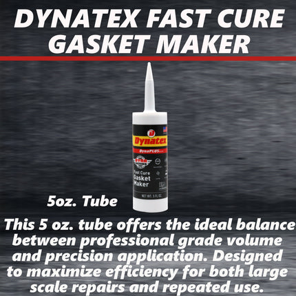 Dynatex DynaPlus Fast Cure Gasket Maker 5 fl oz Cartridge - Fast Cure, Sensor Safe, Non-Corrosive, Low Odor, Up to 500°F, Made in the USA (Single)