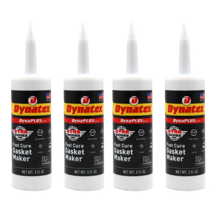 Dynatex DynaPlus Fast Cure Gasket Maker 5 fl oz Cartridge - Fast Cure, Sensor Safe, Non-Corrosive, Low Odor, Up to 500°F, Made in the USA (4-Pack)