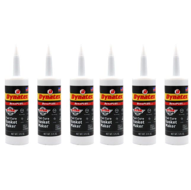 Dynatex DynaPlus Fast Cure Gasket Maker 5 fl oz Cartridge - Fast Cure, Sensor Safe, Non-Corrosive, Low Odor, Up to 500°F, Made in the USA (6-Pack)