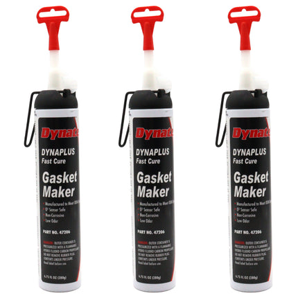 Dynatex DynaPlus Fast Cure Gasket Maker 6.75fl oz Canister - Fast Cure, Sensor Safe, Non-Corrosive, Low Odor, Up to 500°F, Made in the USA (3-Pack)