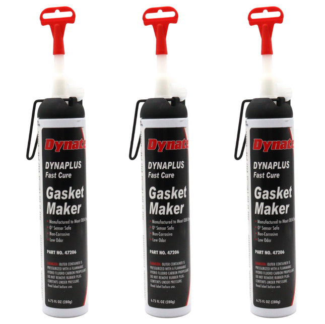 Dynatex DynaPlus Fast Cure Gasket Maker 6.75fl oz Canister - Fast Cure, Sensor Safe, Non-Corrosive, Low Odor, Up to 500°F, Made in the USA (3-Pack)
