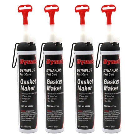 Dynatex DynaPlus Fast Cure Gasket Maker 6.75fl oz Canister - Fast Cure, Sensor Safe, Non-Corrosive, Low Odor, Up to 500°F, Made in the USA (4-Pack)