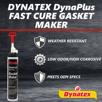 Dynatex DynaPlus Fast Cure Gasket Maker 6.75fl oz Canister - Fast Cure, Sensor Safe, Non-Corrosive, Low Odor, Up to 500°F, Made in the USA (5-Pack)