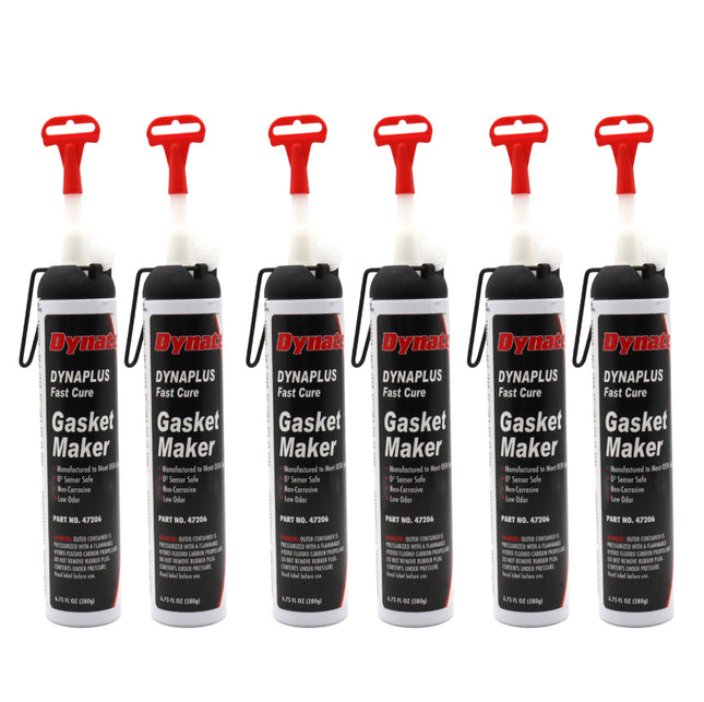Dynatex DynaPlus Fast Cure Gasket Maker 6.75fl oz Canister - Fast Cure, Sensor Safe, Non-Corrosive, Low Odor, Up to 500°F, Made in the USA (6-Pack)
