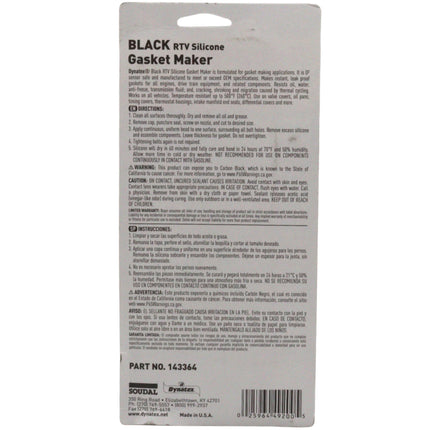 Dynatex Black RTV Silicone Gasket Maker 3 oz Tube - Oxygen Sensor Safe, OEM Specs, 500°F Hi-Temp, Oil/Water Resistant, Made in the USA (10-Pack)