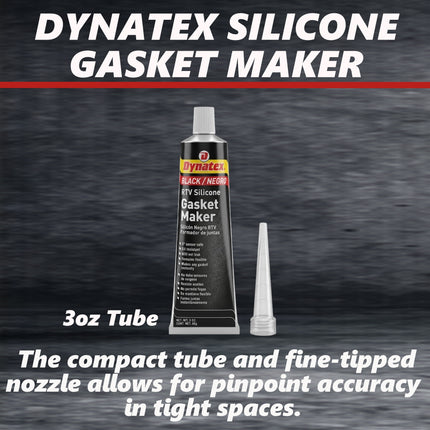 Dynatex Black RTV Silicone Gasket Maker 3 oz Tube - Oxygen Sensor Safe, OEM Specs, 500°F Hi-Temp, Oil/Water Resistant, Made in the USA (10-Pack)
