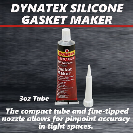 Dynatex Red Hi-Temp RTV Silicone Gasket Maker 3 oz Tube - Oxygen Sensor Safe, OEM Specs, 650°F Hi-Temp, Oil/Water Resistant, Made in the USA (8-Pack)