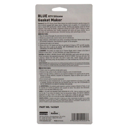 Dynatex Blue RTV Silicone Gasket Maker 3 oz Tube - Oxygen Sensor Safe, OEM Specs, Gear Oil Resistant, Oil/Water Resistant, Made in the USA (10-Pack)