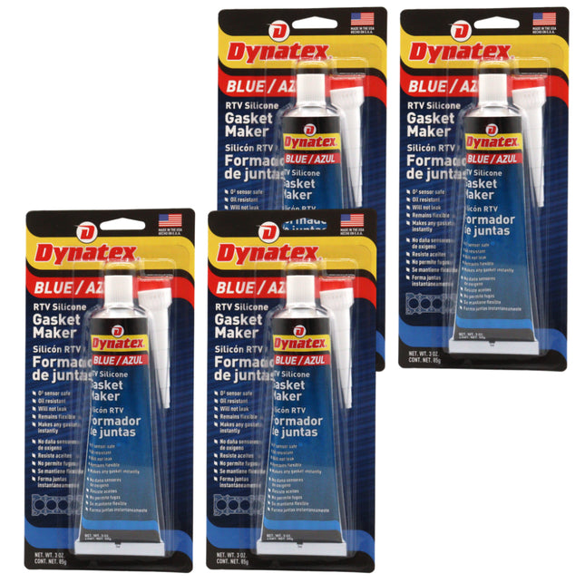 Dynatex Blue RTV Silicone Gasket Maker is a paste-like, one-component material, which cures to a tough, rubbery solid upon exposure to moisture in the air. Formulated for gasket making applications. Sensor safe and manufactured to meet OEM specifications.