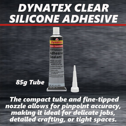 Dynatex RTV Clear Silicone Adhesive Sealant 3 oz Tube - Transparent Watertight Seal, Marine RV Industrial Use, Made in the USA (5-Pack)