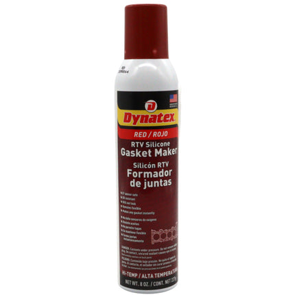 Dynatex Red Hi-Temp RTV Silicone Gasket Maker 8 oz Automatic Can - Oxygen Sensor Safe, OEM Specs, 650°F Hi-Temp, Oil/Water Resistant, Made in the USA (Single)