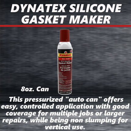 Dynatex Red Hi-Temp RTV Silicone Gasket Maker 8 oz Automatic Can - Oxygen Sensor Safe, OEM Specs, 650°F Hi-Temp, Oil/Water Resistant, Made in the USA (12-Pack)