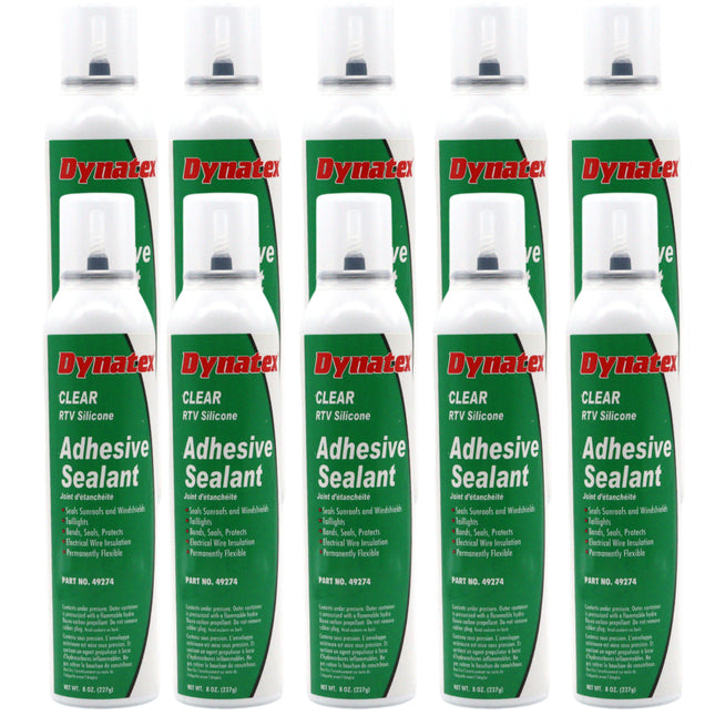 Dynatex RTV Clear Silicone Adhesive Sealant 8 oz Automatic Can - Transparent Watertight Seal, Marine RV Industrial Use, Made in the USA (10-Pack)