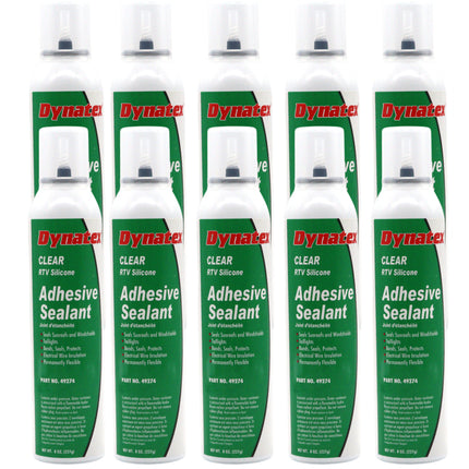 Dynatex RTV Clear Silicone Adhesive Sealant 8 oz Automatic Can - Transparent Watertight Seal, Marine RV Industrial Use, Made in the USA (10-Pack)