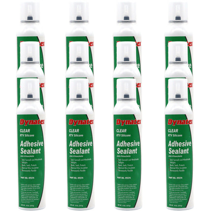 Dynatex RTV Clear Silicone Adhesive Sealant 8 oz Automatic Can - Transparent Watertight Seal, Marine RV Industrial Use, Made in the USA (12-Pack)