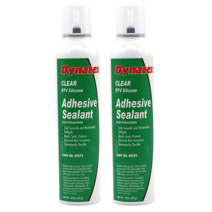 Dynatex RTV Clear Silicone Adhesive Sealant 8 oz Automatic Can - Transparent Watertight Seal, Marine RV Industrial Use, Made in the USA (2-Pack)