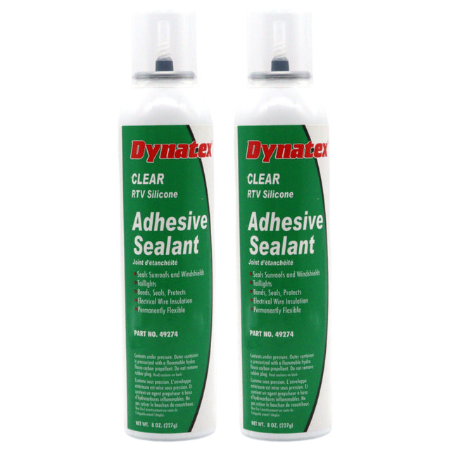 Dynatex RTV Clear Silicone Adhesive Sealant 8 oz Automatic Can - Transparent Watertight Seal, Marine RV Industrial Use, Made in the USA (2-Pack)