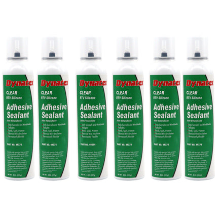 Dynatex RTV Clear Silicone Adhesive Sealant 8 oz Automatic Can - Transparent Watertight Seal, Marine RV Industrial Use, Made in the USA (6-Pack)