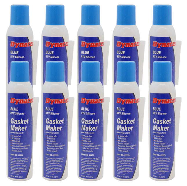 Dynatex Blue RTV Silicone Gasket Maker 8 oz Automatic Can - Oxygen Sensor Safe, OEM Specs, Gear Oil Resistant, Oil/Water Resistant, Made in the USA (10-Pack)
