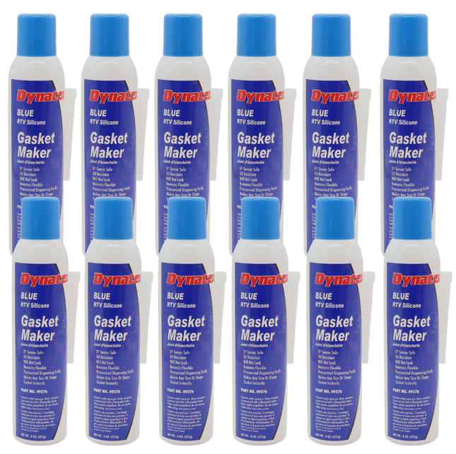 Dynatex Blue RTV Silicone Gasket Maker 8 oz Automatic Can - Oxygen Sensor Safe, OEM Specs, Gear Oil Resistant, Oil/Water Resistant, Made in the USA (12-Pack)