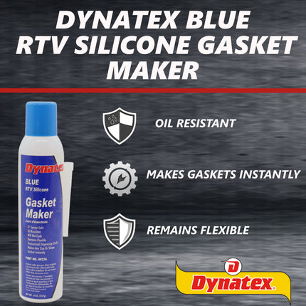 Dynatex Blue RTV Silicone Gasket Maker 8 oz Automatic Can - Oxygen Sensor Safe, OEM Specs, Gear Oil Resistant, Oil/Water Resistant, Made in the USA (2-Pack)