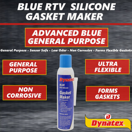 Dynatex Blue RTV Silicone Gasket Maker 8 oz Automatic Can - Oxygen Sensor Safe, OEM Specs, Gear Oil Resistant, Oil/Water Resistant, Made in the USA (4-Pack)
