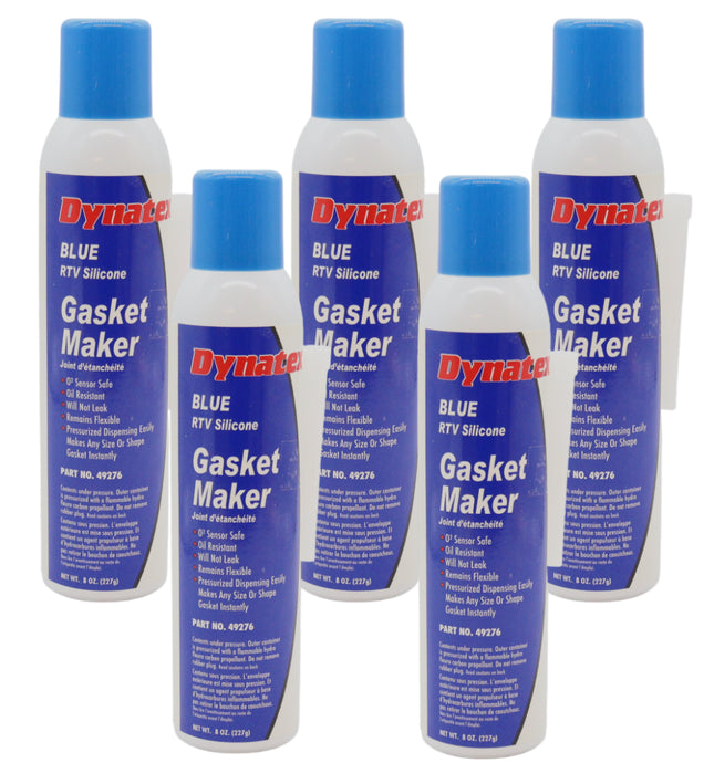 Dynatex Blue RTV Silicone Gasket Maker 8 oz Automatic Can - Oxygen Sensor Safe, OEM Specs, Gear Oil Resistant, Oil/Water Resistant, Made in the USA (5-Pack)