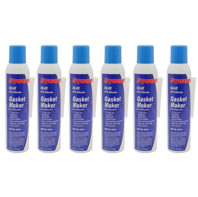 Dynatex Blue RTV Silicone Gasket Maker 8 oz Automatic Can - Oxygen Sensor Safe, OEM Specs, Gear Oil Resistant, Oil/Water Resistant, Made in the USA (6-Pack)