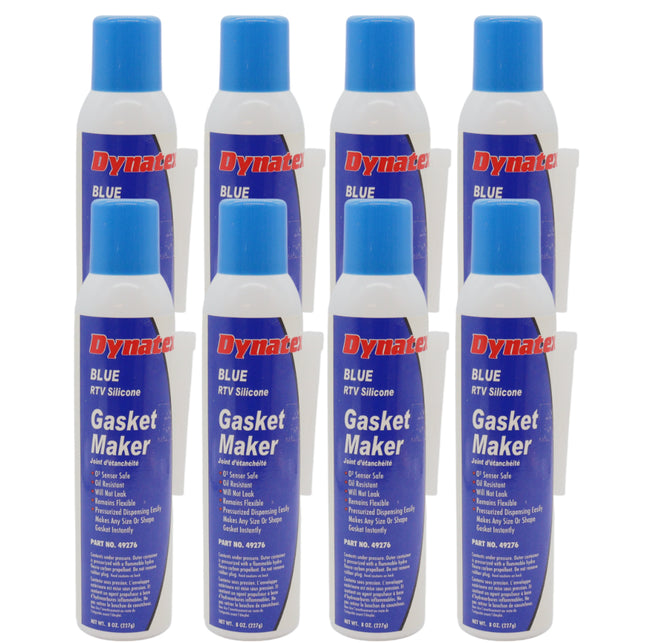Dynatex Blue RTV Silicone Gasket Maker 8 oz Automatic Can - Oxygen Sensor Safe, OEM Specs, Gear Oil Resistant, Oil/Water Resistant, Made in the USA (8-Pack)