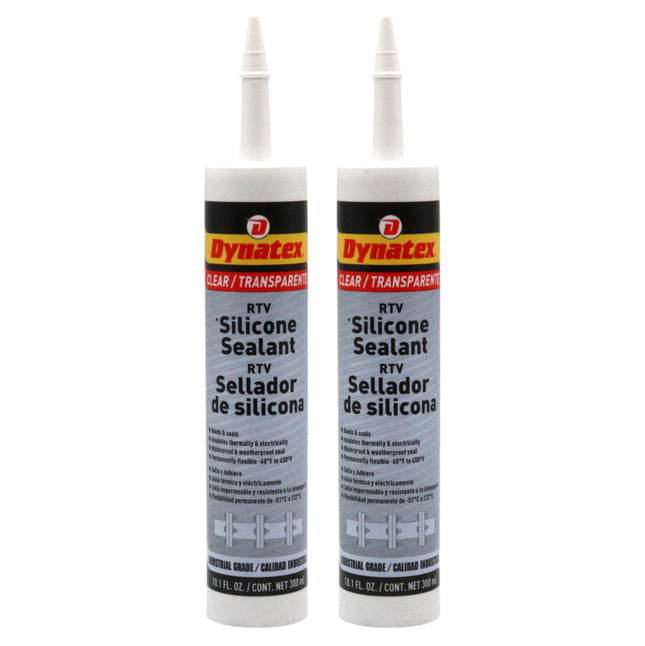 Dynatex Industrial Grade Clear Silicone Sealant 10.1 oz Caulk Tube - Tough Flexible Cure, Watertight Seal, Up to 500 Degrees F, Made in the USA (2-Pack)