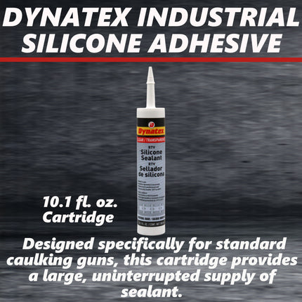 Dynatex Industrial Grade Clear Silicone Sealant 10.1 oz Caulk Tube - Tough Flexible Cure, Watertight Seal, Up to 500 Degrees F, Made in the USA (6-Pack)
