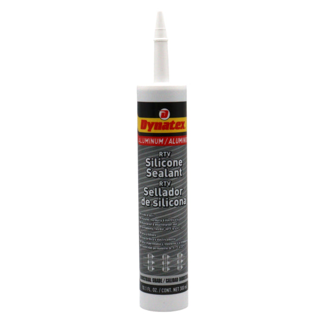 Dynatex Industrial Grade Aluminum Silicone Sealant 10.1 oz Caulk Tube - Tough Flexible Cure, Watertight Seal, Up to 500 Degrees F, Made in the USA (Single)