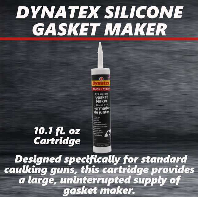 Dynatex Black RTV Silicone Gasket Maker 10.1oz Caulk Tube - Oxygen Sensor Safe, OEM Specs, 500°F Hi-Temp, Oil/Water Resistant, Made in the USA (12-Pack)