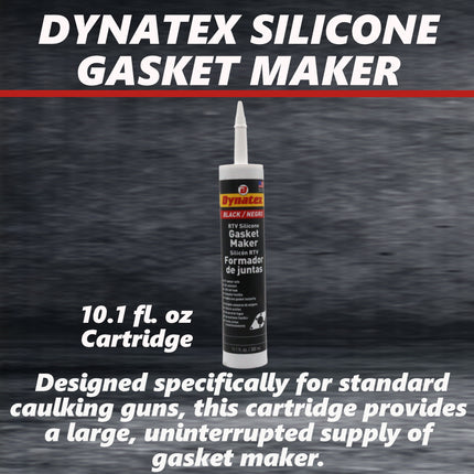 Dynatex Black RTV Silicone Gasket Maker 10.1oz Caulk Tube - Oxygen Sensor Safe, OEM Specs, 500°F Hi-Temp, Oil/Water Resistant, Made in the USA (4-Pack)