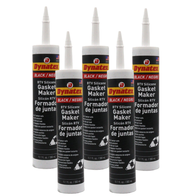 Dynatex Black RTV Silicone Gasket Maker 10.1oz Caulk Tube - Oxygen  Sensor Safe, OEM Specs, 500°F Hi-Temp, Oil/Water Resistant, Made in the USA (5-Pack)