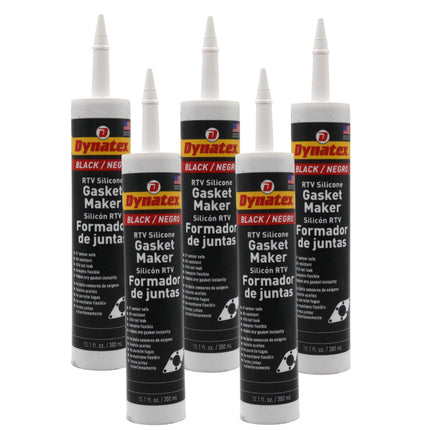 Dynatex Black RTV Silicone Gasket Maker 10.1oz Caulk Tube - Oxygen  Sensor Safe, OEM Specs, 500°F Hi-Temp, Oil/Water Resistant, Made in the USA (5-Pack)