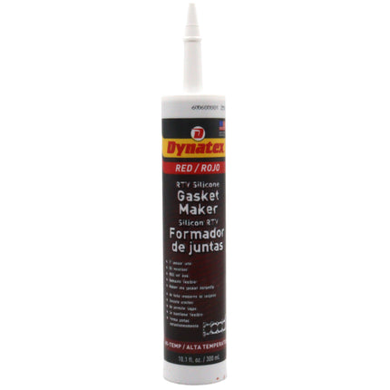 Dynatex Red Hi-Temp RTV Silicone Gasket Maker 10.1 oz Caulk Tube - Oxygen Sensor Safe, OEM Specs, 650°F Hi-Temp, Oil/Water Resistant, Made in the USA (Single)