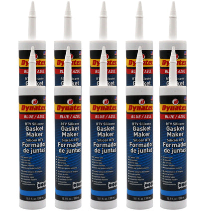 Dynatex Blue RTV Silicone Gasket Maker 10.1 oz Caulk Tube - Oxygen Sensor Safe, OEM Specs, Gear Oil Resistant, Oil/Water Resistant, Made in the USA (10-Pack)