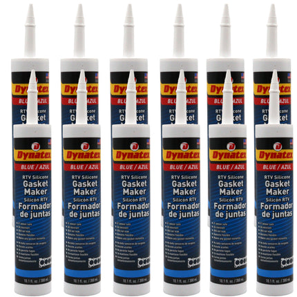 Dynatex Blue RTV Silicone Gasket Maker 10.1 oz Caulk Tube - Oxygen Sensor Safe, OEM Specs, Gear Oil Resistant, Oil/Water Resistant, Made in the USA (12-Pack)