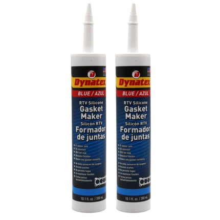 Dynatex Blue RTV Silicone Gasket Maker 10.1 oz Caulk Tube - Oxygen Sensor Safe, OEM Specs, Gear Oil Resistant, Oil/Water Resistant, Made in the USA (2-Pack)