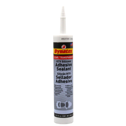 Dynatex RTV Clear Silicone Adhesive Sealant 10.1 oz Caulk Tube - Transparent Watertight Seal, Marine RV Industrial Use, Made in the USA (Single)
