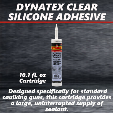 Dynatex RTV Clear Silicone Adhesive Sealant 10.1 oz Caulk Tube - Transparent Watertight Seal, Marine RV Industrial Use, Made in the USA (Single)