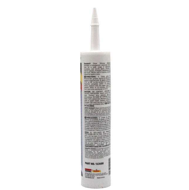 Dynatex RTV Clear Silicone Adhesive Sealant 10.1 oz Caulk Tube - Transparent Watertight Seal, Marine RV Industrial Use, Made in the USA (5-Pack)